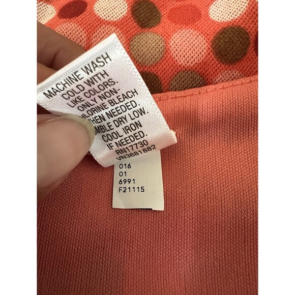 Vintage Merona Wrap Top Womens XL Orange Polka Dot Mesh Tie Back Y2k Retro - Picture 9 of 9
